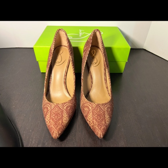 Sam Edelman Hazel Pointed Toe Pump Heels Shoes Brown Paisley Fabric Size 9.5 - Picture 4 of 16